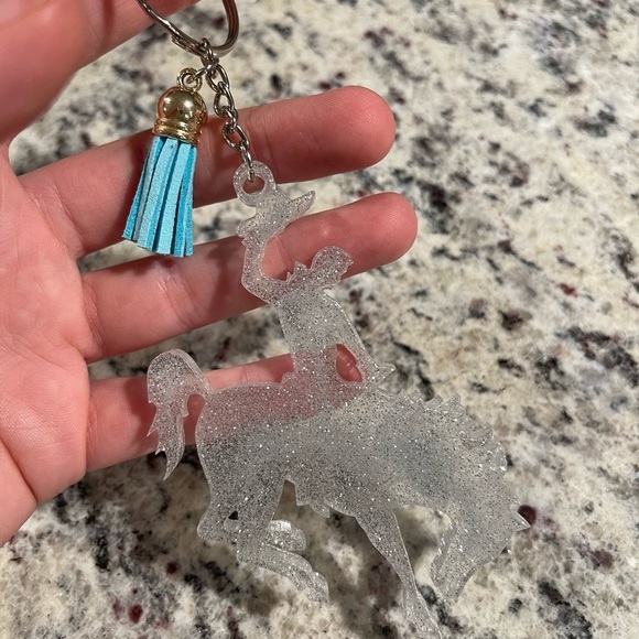 Handmade Bucking Bronco/Horse Riding/Cowboy Keychain - Picture 2 of 6